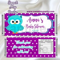 Owl Candy Bar Wrappers,Turquoise Purple Owl Baby Shower Candy Bar Wrappers,(02obs)